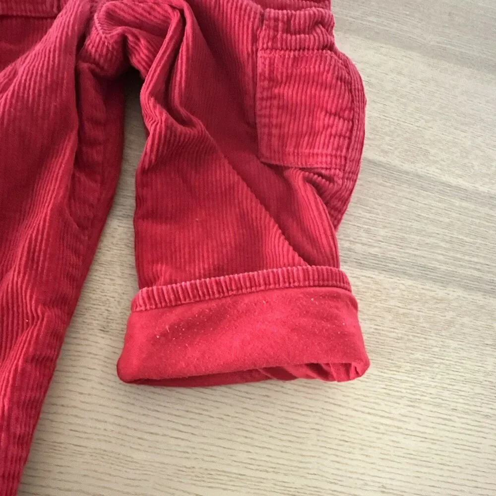 OshKosh B'gosh 3T Red Corduroy Overalls One-Piece Adjustable Straps Pockets